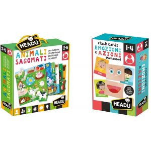 Gli Animali Sagomati & Flashcards Montessori Emozioni e Azioni - Headu