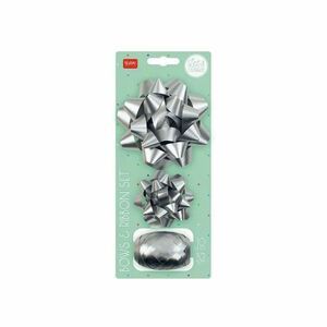 set di 2 fiocchi e un nastro - argento
