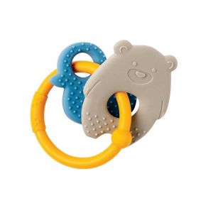 Sonaglietto in silicone beige, giallo e blu