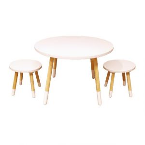 Tavolino in legno bianco con 2 sedie