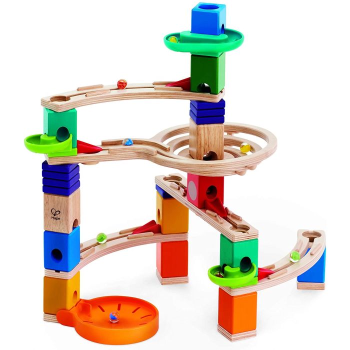 Hape E6020 Corsa con suspense Quadrilla, Pista per biglie in legno,  Labirinto da corsa per biglie, Costruzioni giocattolo per il primo sviluppo  educativo STEM per bambini, Multicolore 