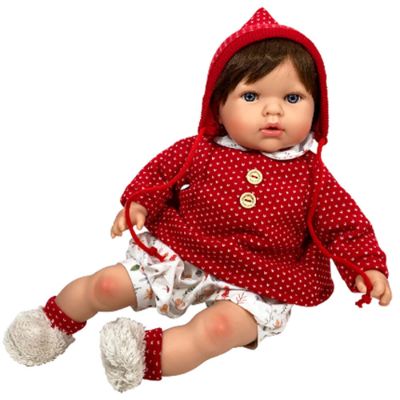 BAMBOLA LUCAS E TITA OTONO - MAGLIONCINO E BERRETTO ROSSO