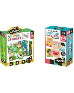 Gli Animali Sagomati & Flashcards Montessori Emozioni e Azioni - Headu