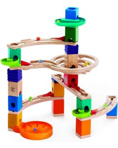 Hape E6020 Corsa con suspense Quadrilla, Pista per biglie in legno, Labirinto da corsa per biglie, Costruzioni giocattolo per il primo sviluppo educativo STEM per bambini, Multicolore