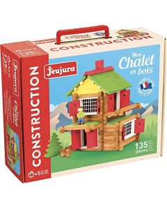 135 pieces wooden construction chalet in suitcase 